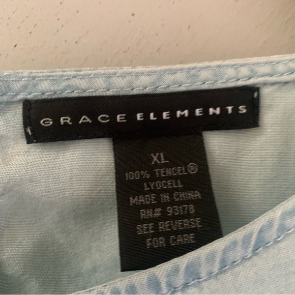 Grace Elements Blue Ruffled Bell Sleeve Blouse - Picture 2 of 7